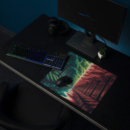 Epic Forest Split Tone green red gradient gaming mousepad