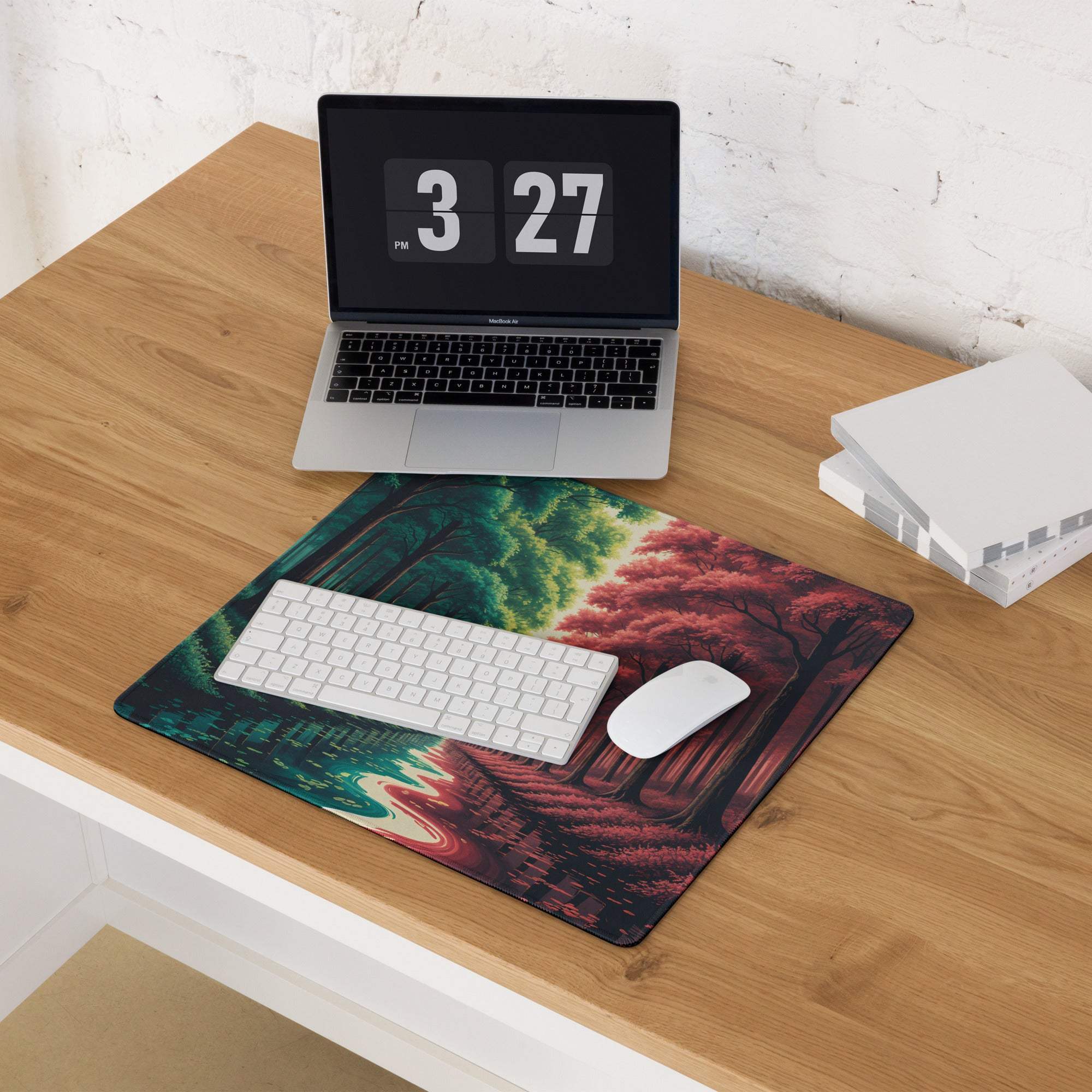 Epic Forest Split Tone green red gradient gaming mousepad