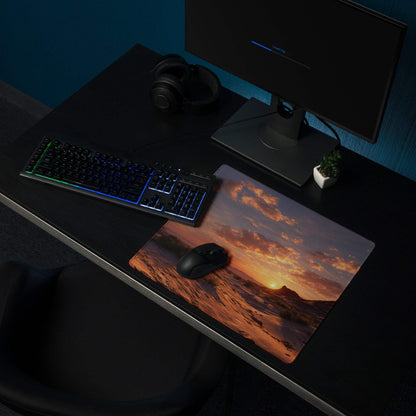 Cinematic warm orange purple desert sunset gaming mouse pad large non-slip base