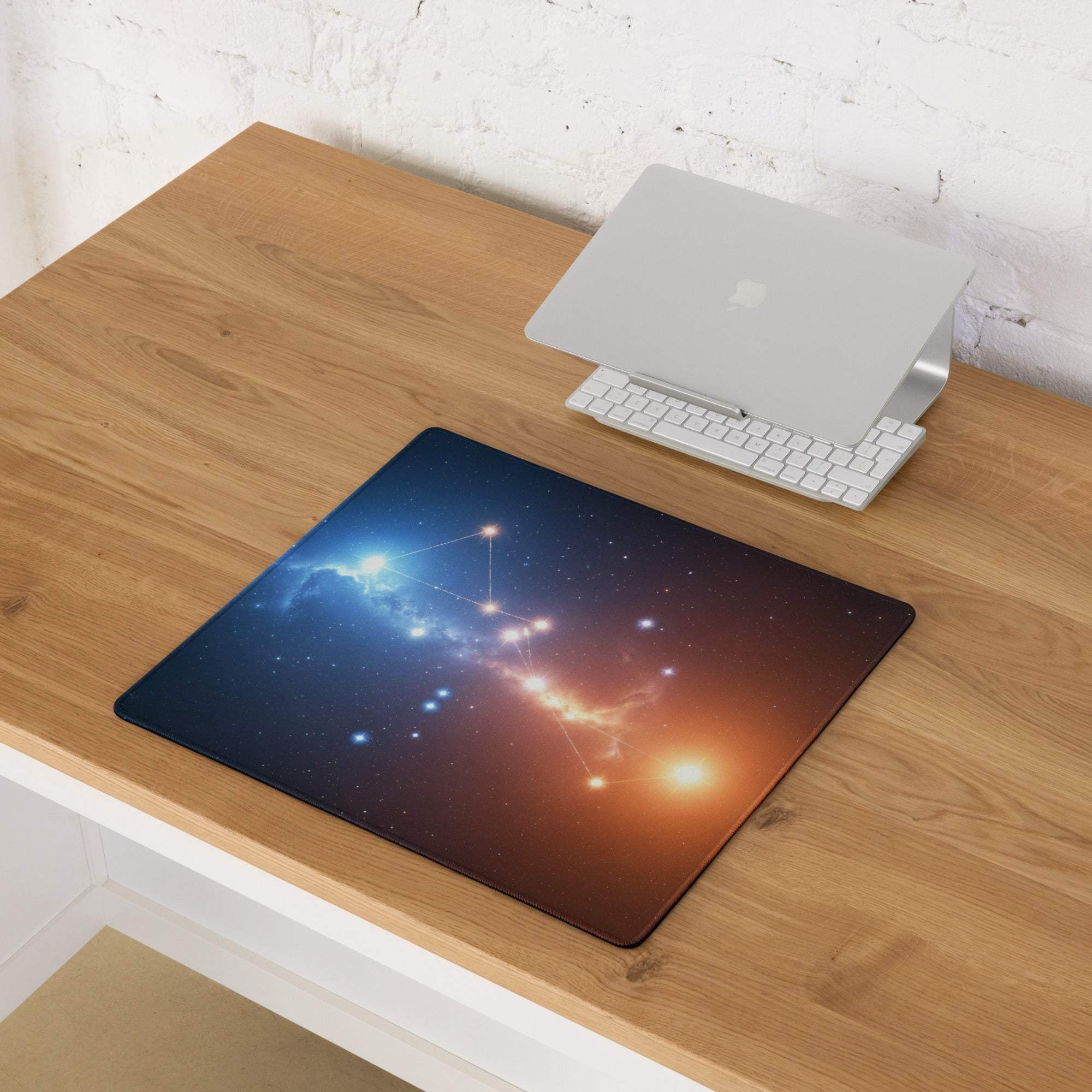 Cosmic Nebula blue orange gradient gaming mouse pad with large non-slip surface