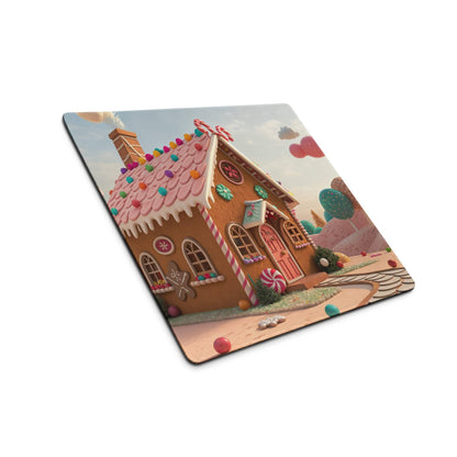 Candy Land themed gingerbread house gaming mouse pad with candy icing
