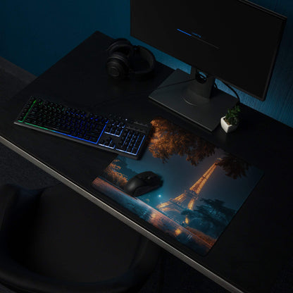 Epic Night Paris Eiffel Tower moody blue orange gaming mouse pad