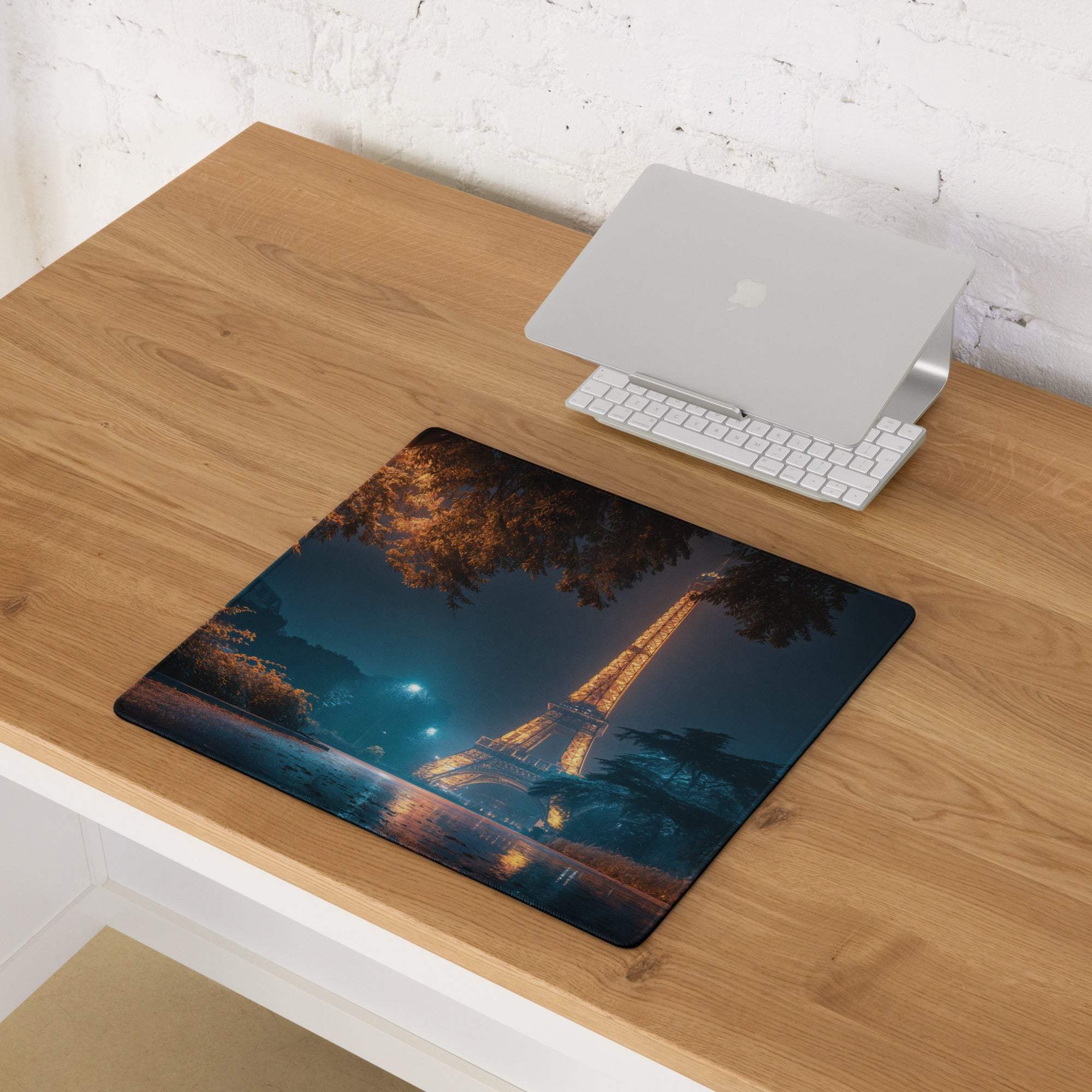 Epic Night Paris Eiffel Tower moody blue orange gaming mouse pad