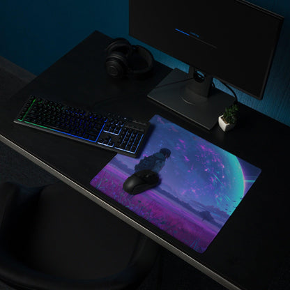 Anime night sky violet purple gaming mouse pad large non-slip stitched edge