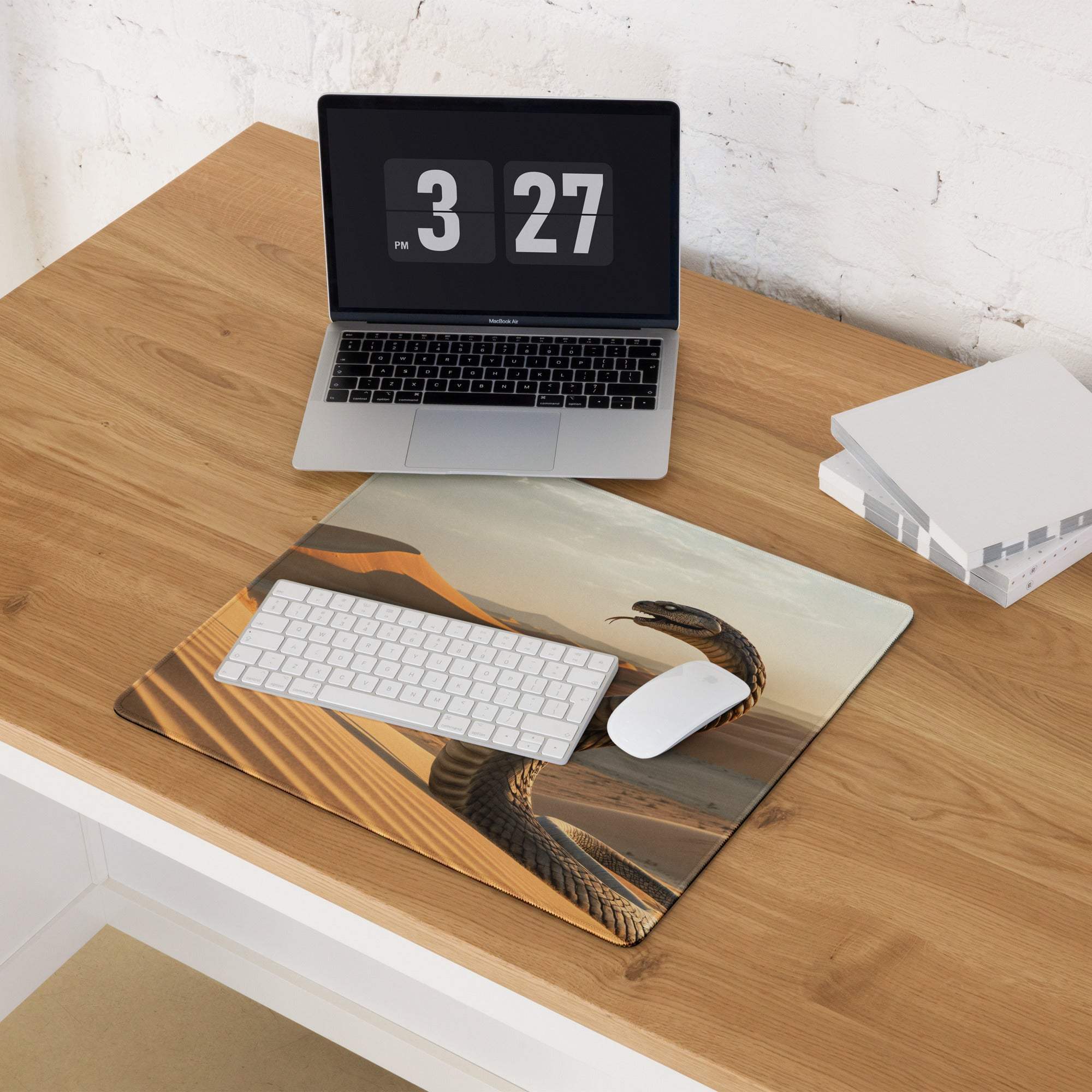 Epic Desert Cobra gaming mouse pad with coiled snake design