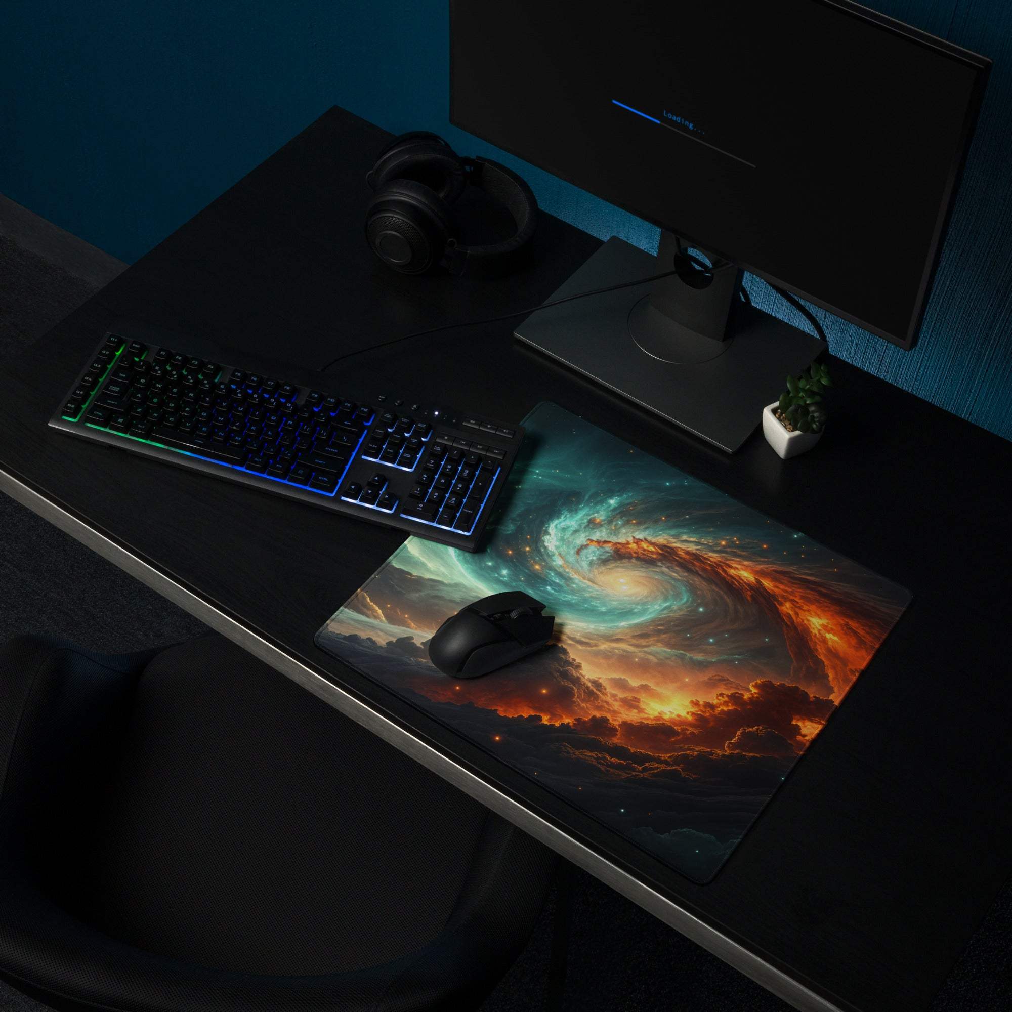 Epic Cosmic Swirl gaming mouse pad with cosmic nebula design