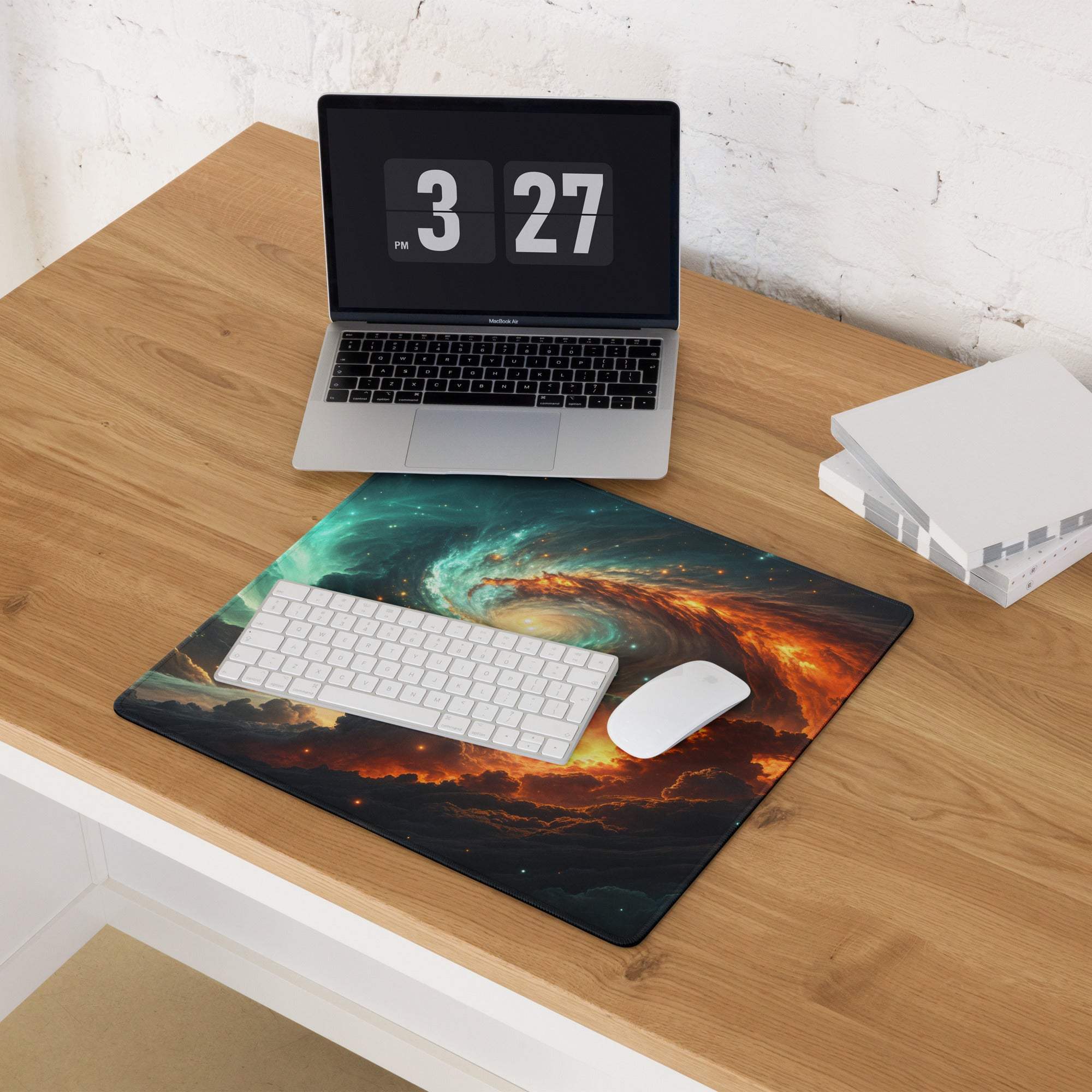 Epic Cosmic Swirl gaming mouse pad with galaxy design and non-slip base
