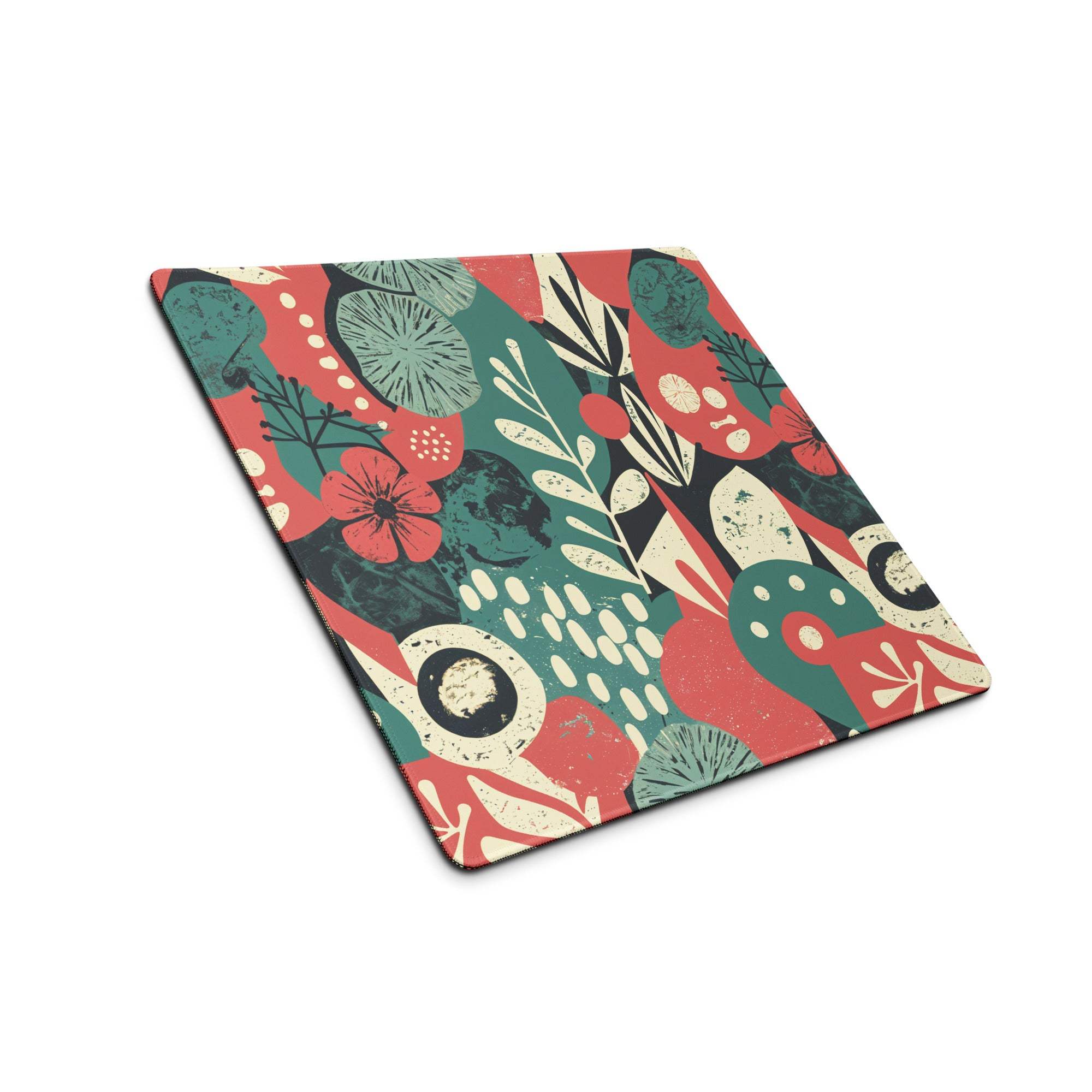Vibrant floral abstract square gaming mouse pad with non-slip base