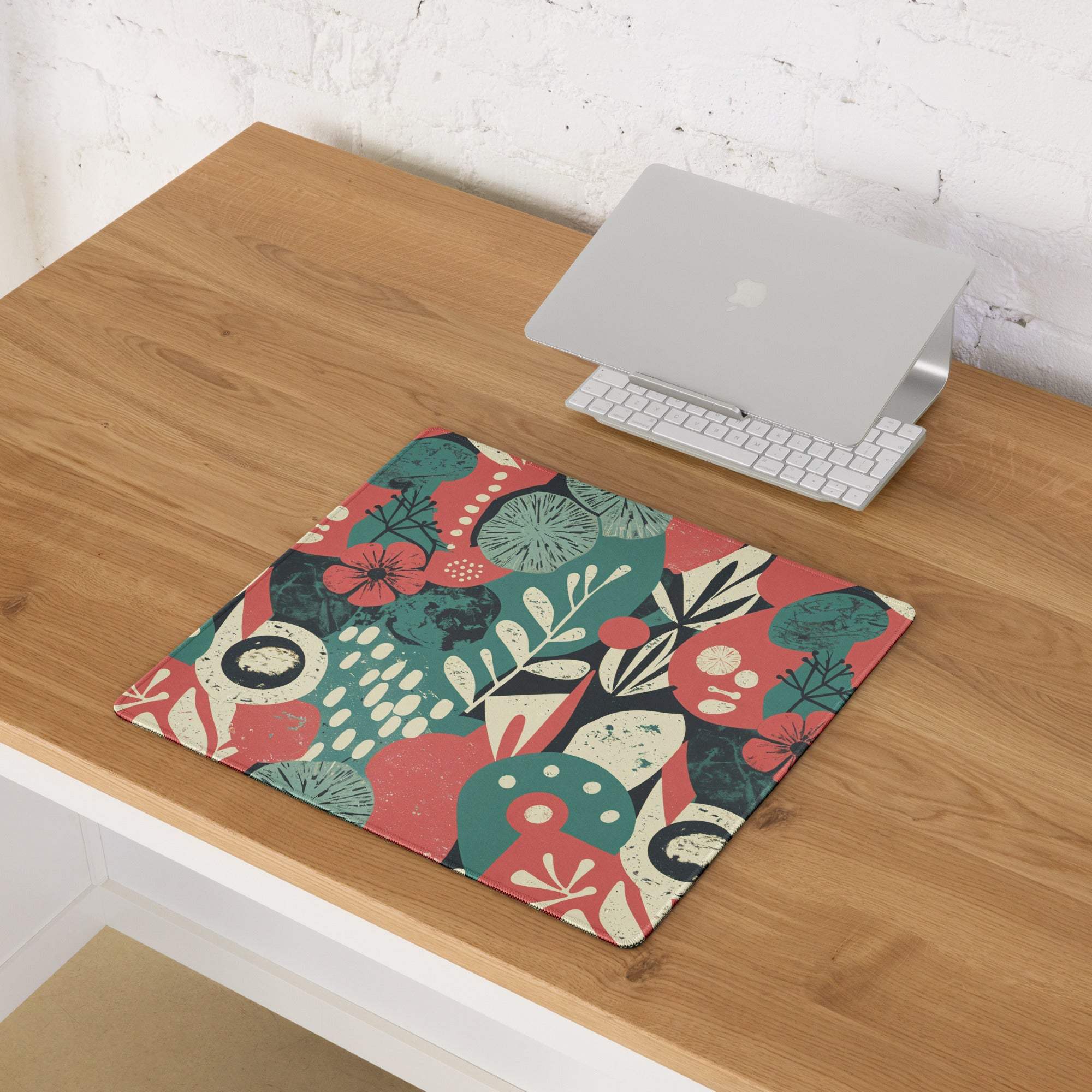 Vibrant floral abstract gaming mouse pad with large size and non-slip base