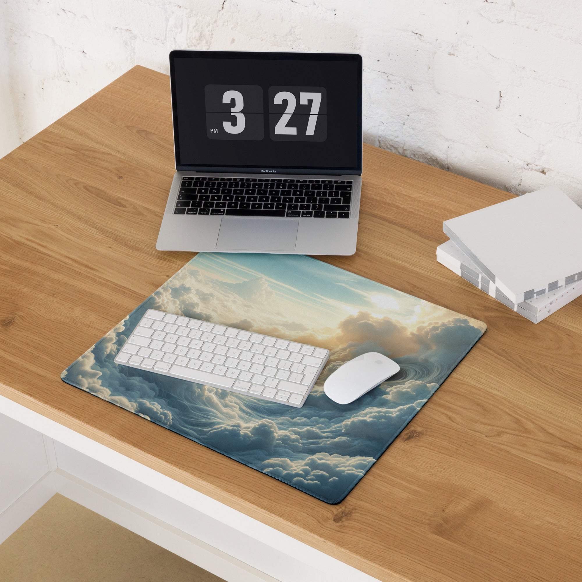 Celestial Sky Dreamy Blue Cloudscape gaming mouse pad with clouds