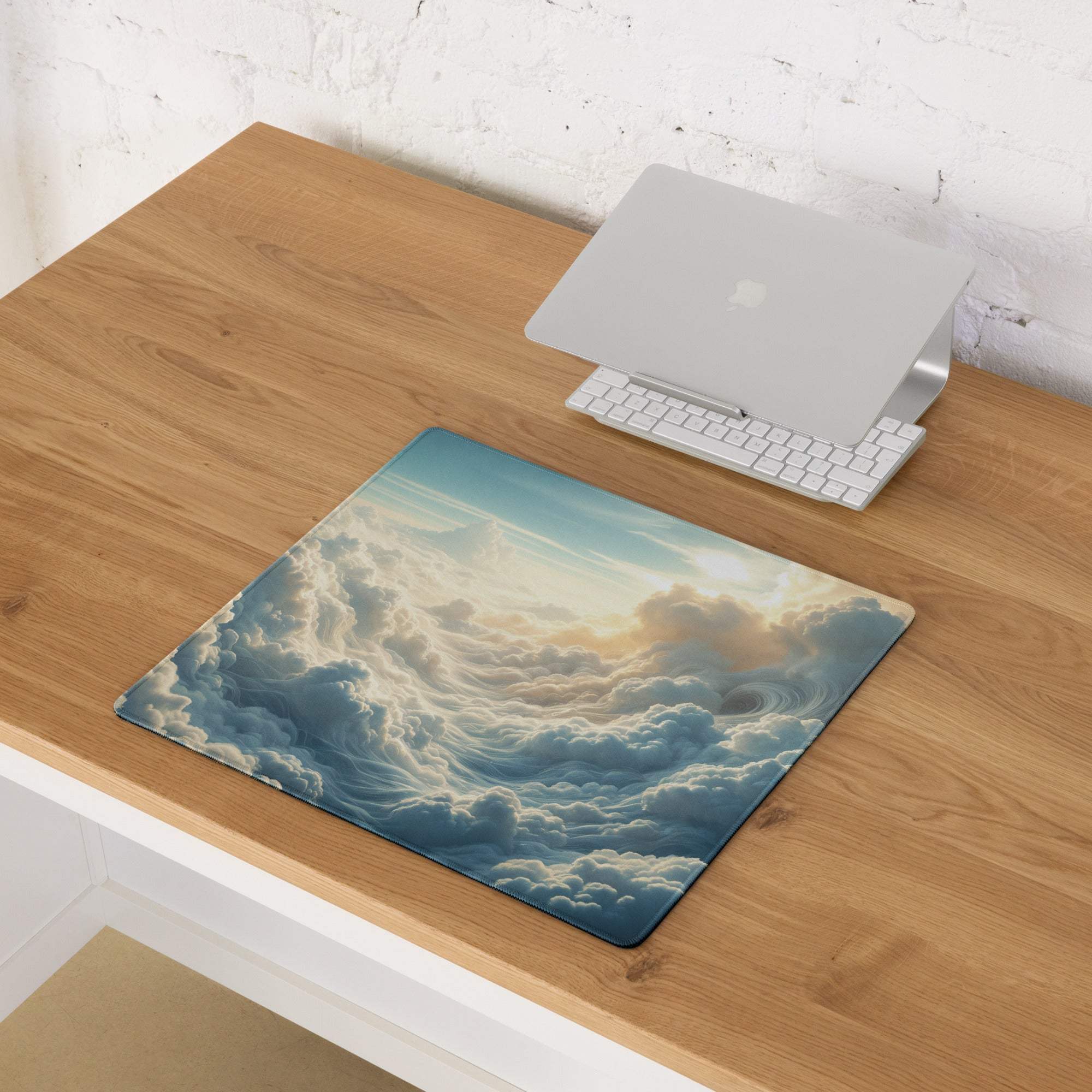 Celestial Sky dreamy blue cloudscape gaming mouse pad with non-slip base