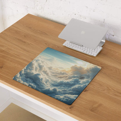 Celestial Sky dreamy blue cloudscape gaming mouse pad with non-slip base