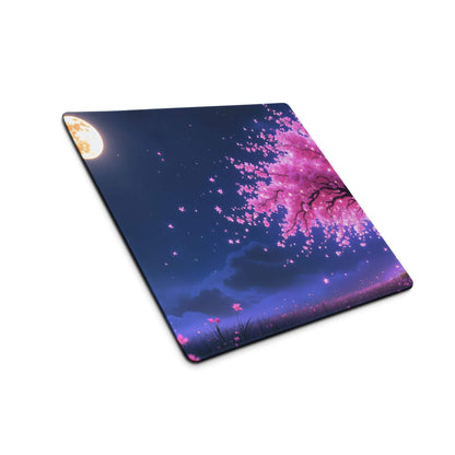 Vibrant night sky cherry blossom gaming mouse pad large non-slip stitched