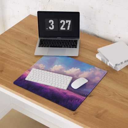 Pastel landscape large gaming mouse pad with lavender fields sunset gradient sky