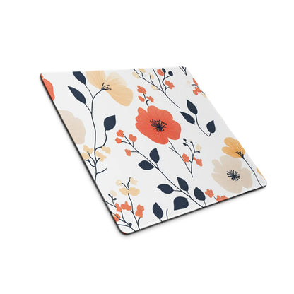 Floral large gaming mouse pad with orange peach navy blossoms