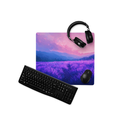 Dreamy purple sunset landscape large gaming mouse pad with mountains