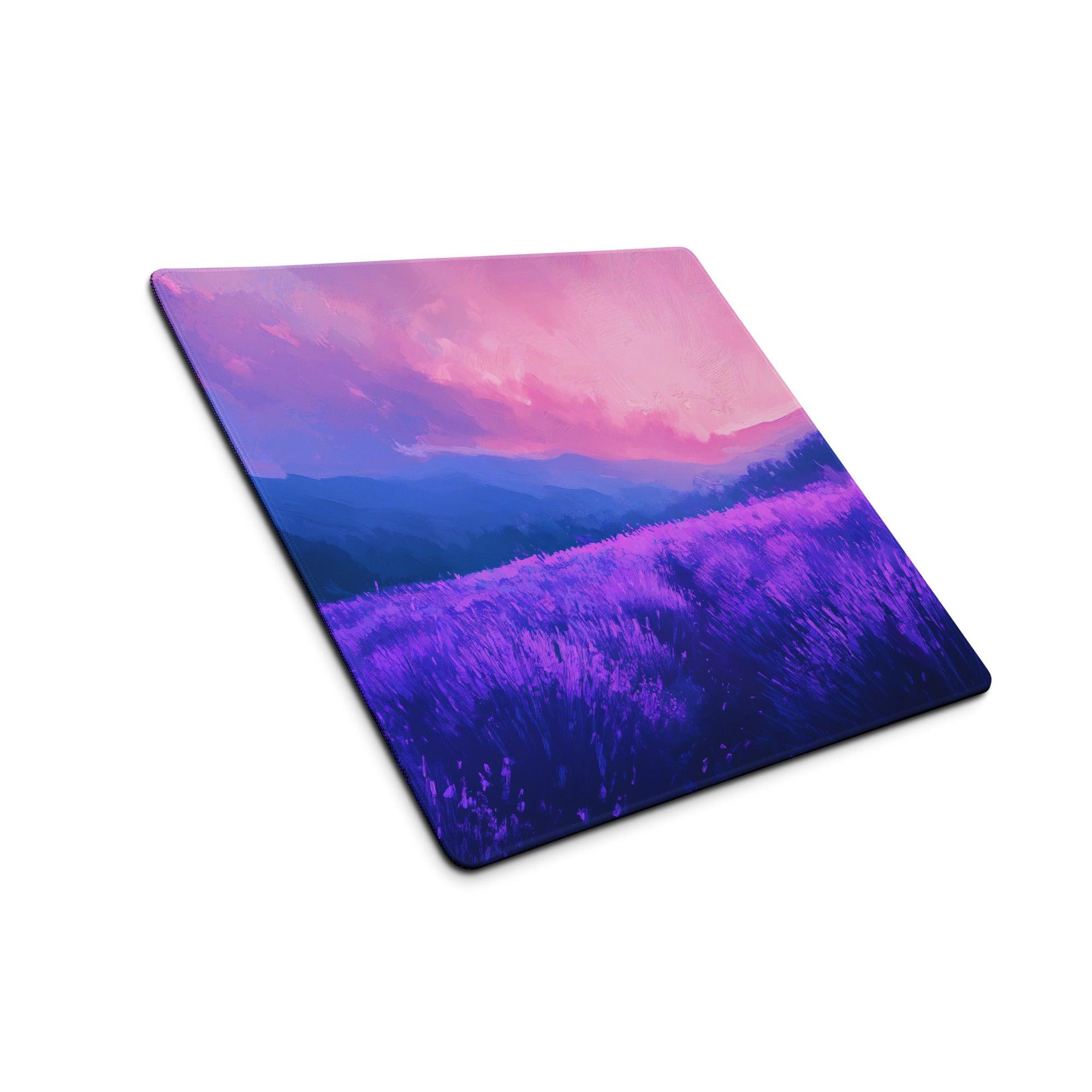 Dreamy purple lavender field mousepad with pink to blue sunset gradient