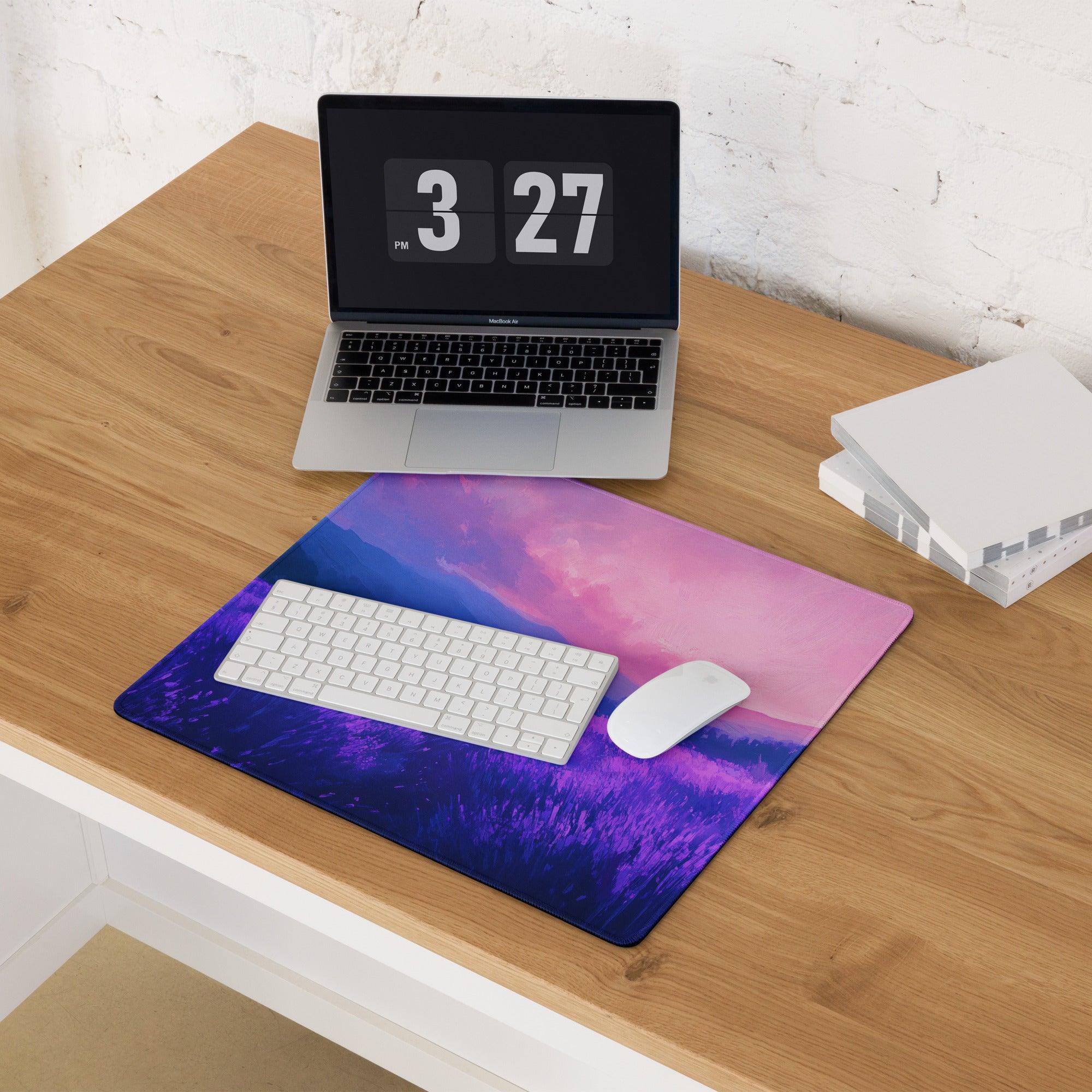 Dreamy purple sunset landscape large gaming mouse pad vibrant gradient design