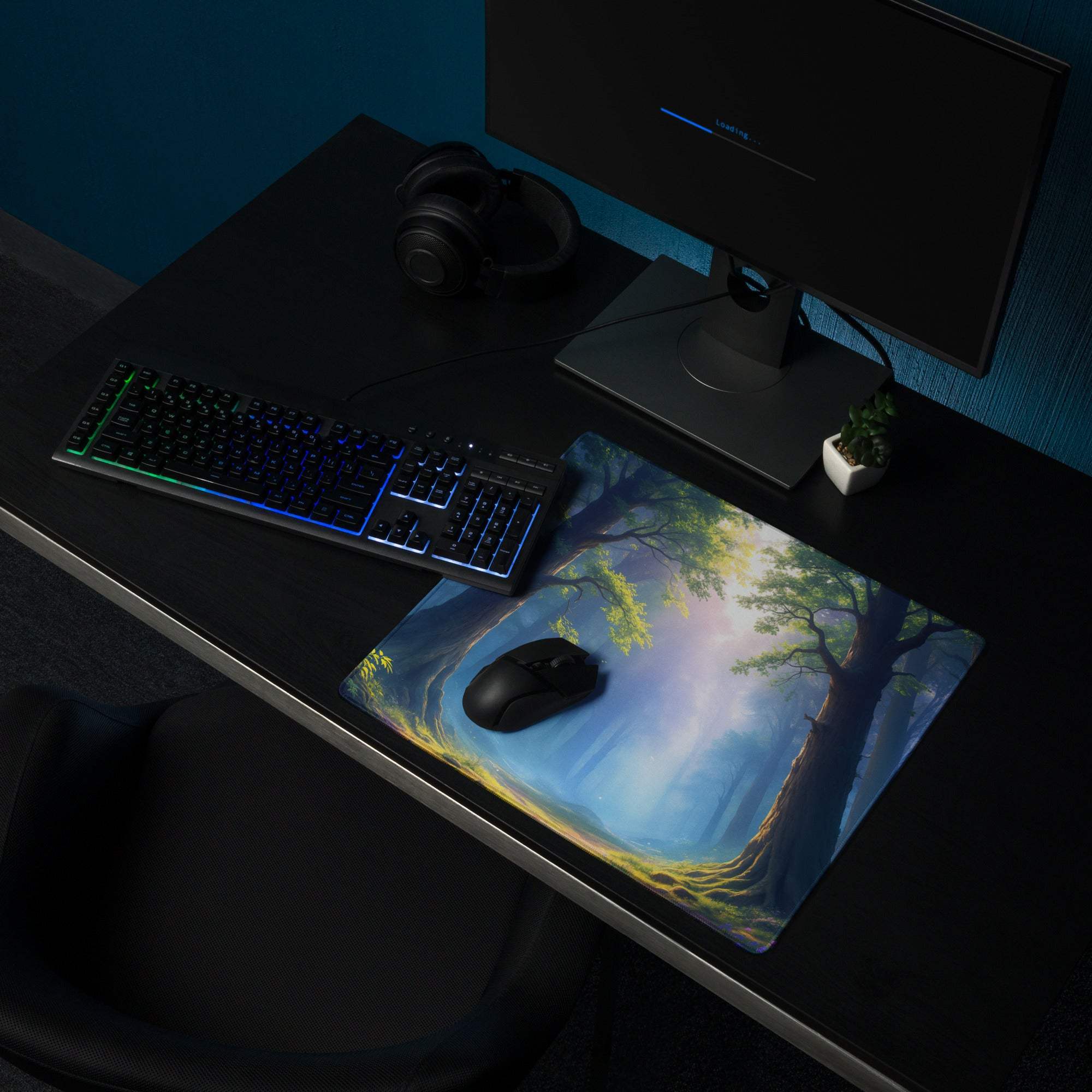 Epic Forest Dawn large gaming mousepad with smooth surface and non-slip backing