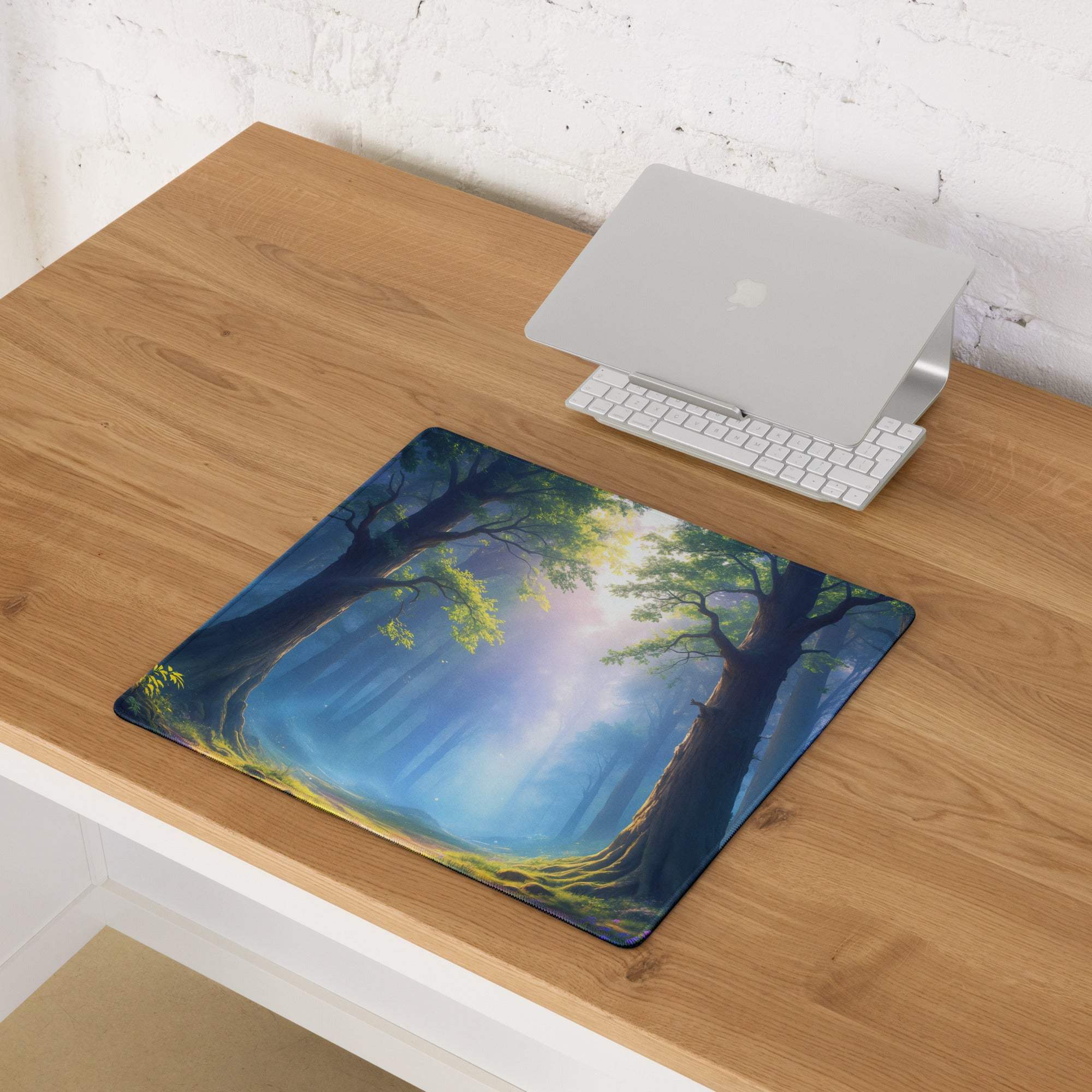 Epic Forest Dawn blue green forest mousepad large smooth non-slip gaming