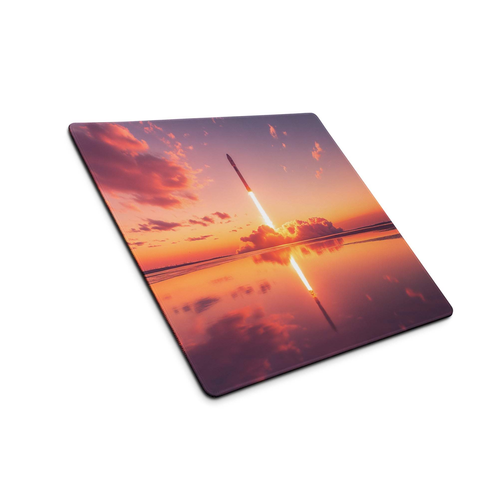 Epic Rocket Launch Sunset Gradient square gaming mouse pad