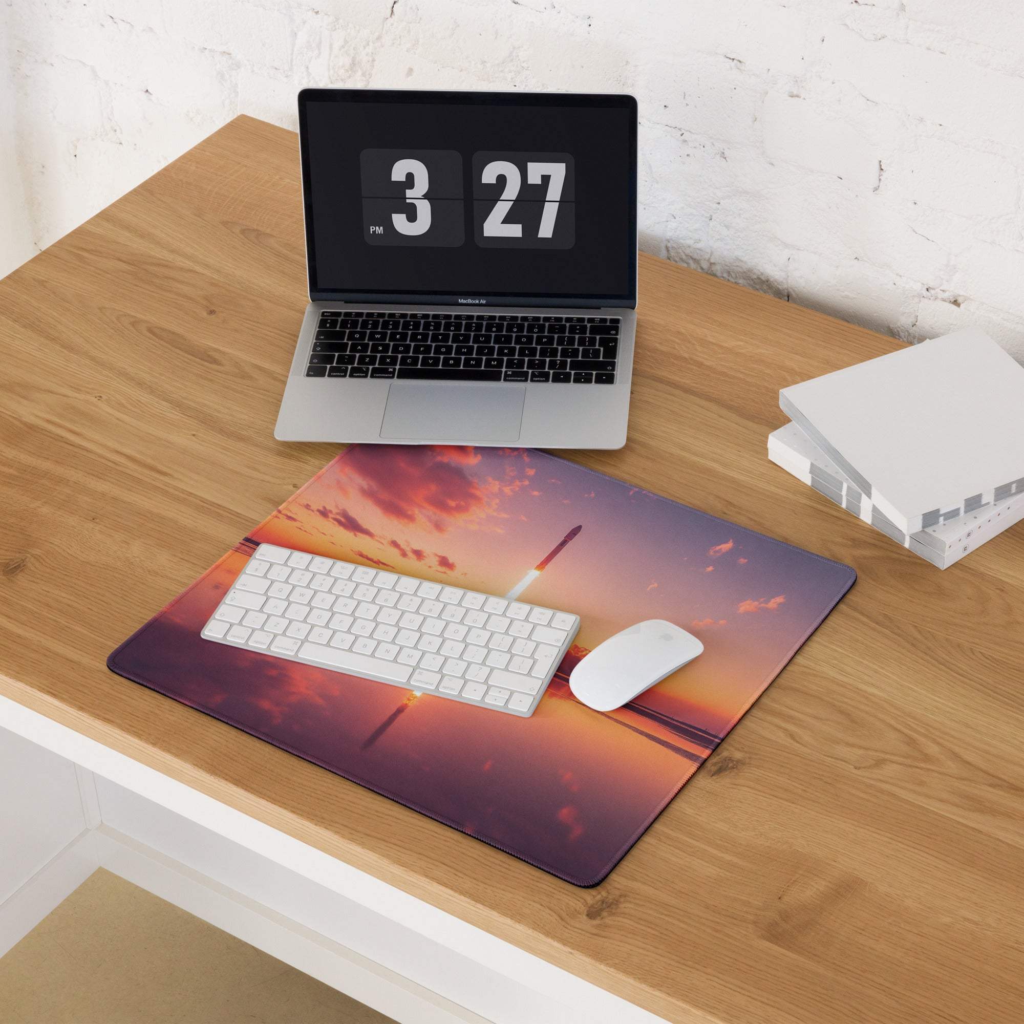Epic Rocket Launch Sunset Gradient Gaming Mouse Pad