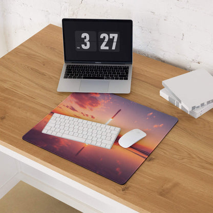 Epic Rocket Launch Sunset Gradient Gaming Mouse Pad