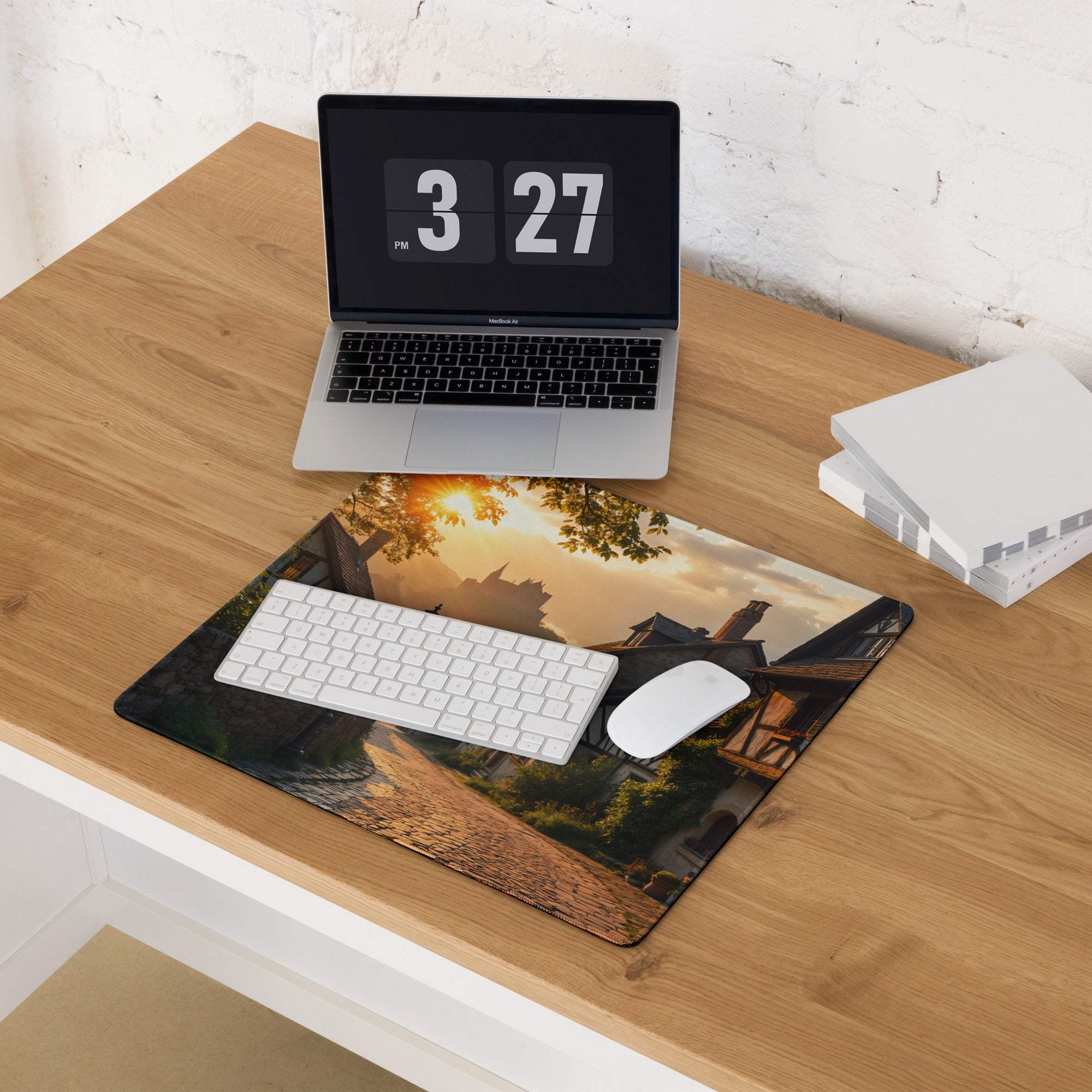 Cinematic sunset village scene large extended non-slip pro gaming mouse pad