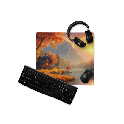 Autumn landscape warm sunset gaming mouse pad large non-slip stitched edges