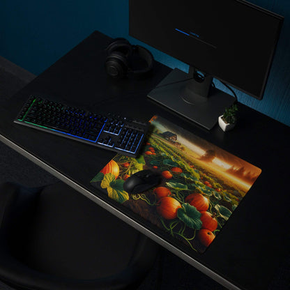 Autumn pumpkin patch gaming mouse pad with large non-slip surface