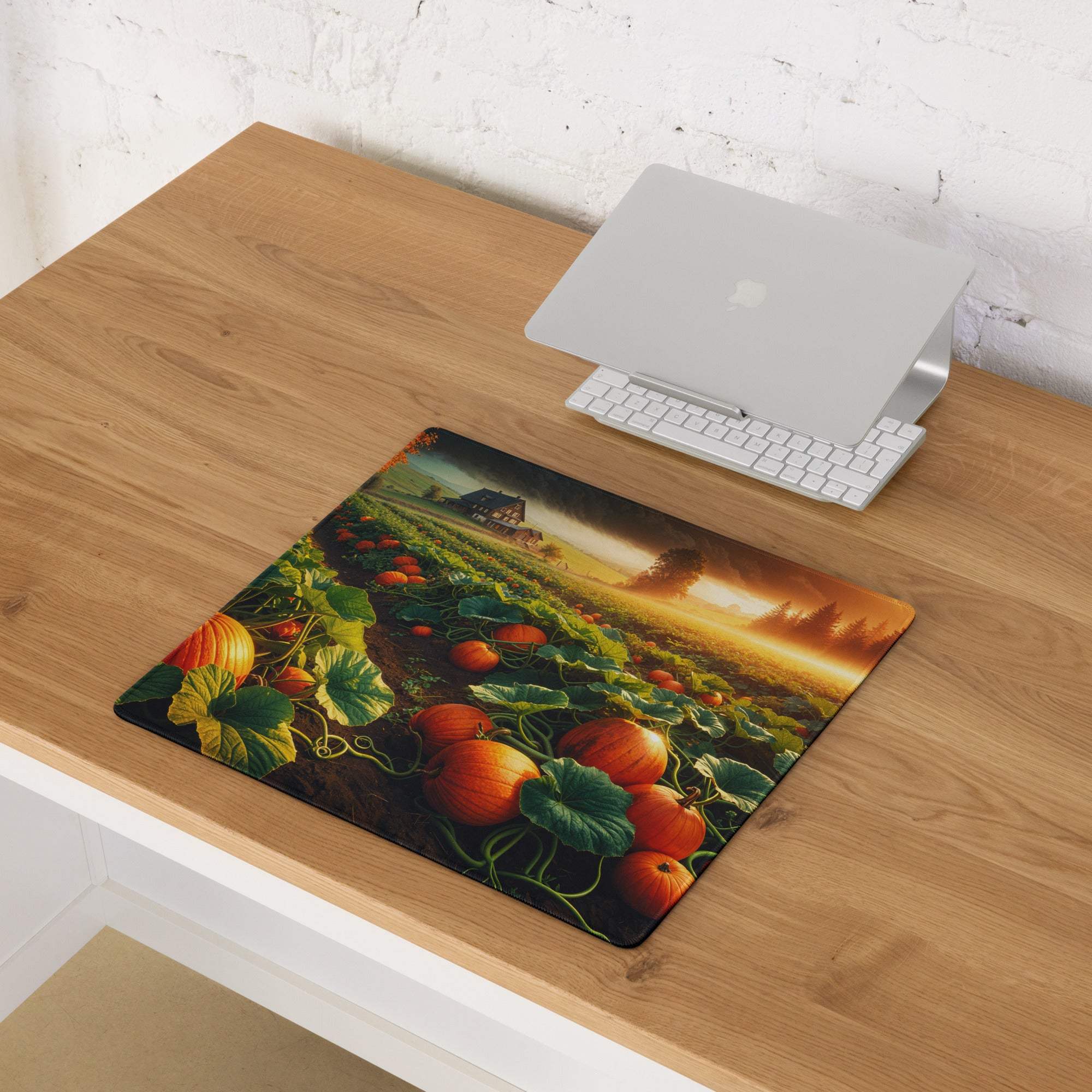Autumn pumpkin patch gaming mouse pad with large non-slip surface