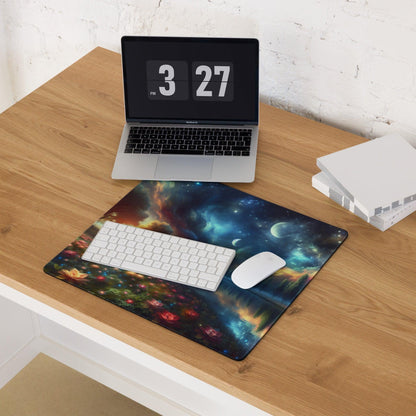 Vibrant galaxy nebula gaming mouse pad with non-slip base