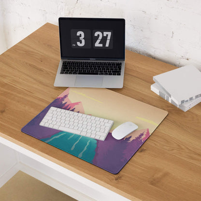 Vibrant sunset mountain landscape extended gaming mouse pad with non-slip backing