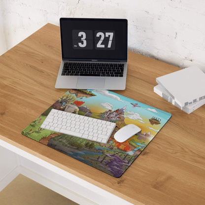 Colorful fantasy landscape gaming mouse pad with large non-slip surface