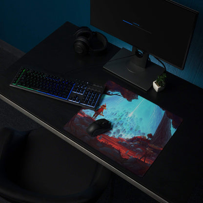 Epic fantasy landscape gaming mouse pad with large size and non-slip base