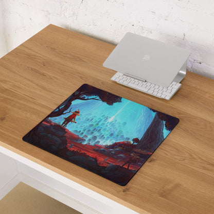 Epic fantasy landscape gaming mouse pad with large size and non-slip base