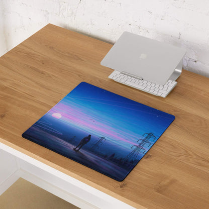 Twilight Horizon gaming mouse pad with beach dusk scene and stitched edges