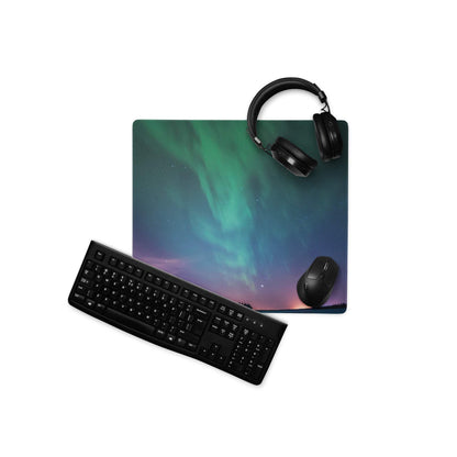 Aurora Night Sky large gaming mouse pad with vibrant aurora borealis design