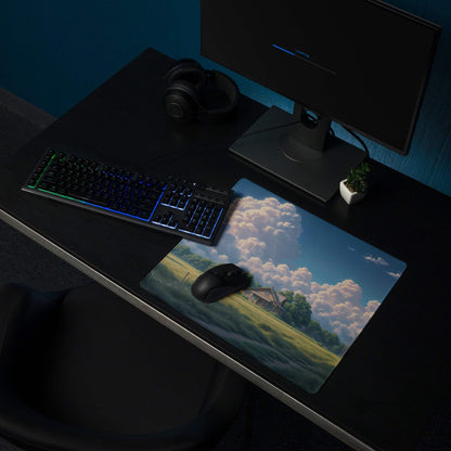 Serene countryside landscape gaming mouse pad with pastoral view