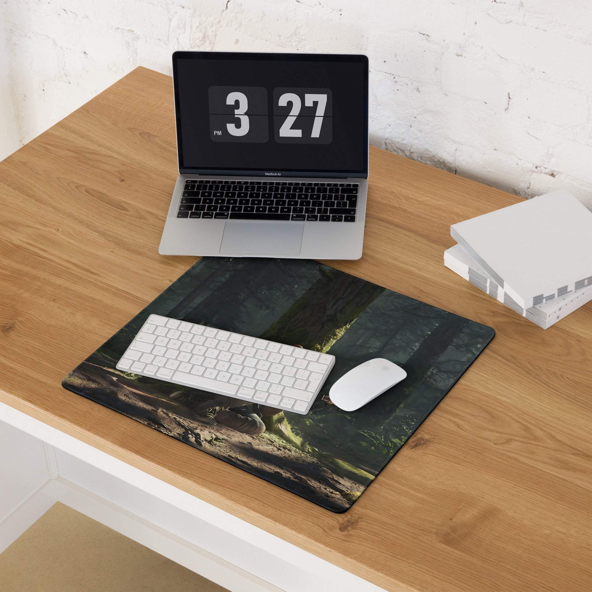 Black forest guitarist mousepad with glossy green tones and non-slip surface