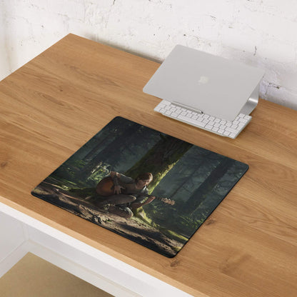 Cinematic forest guitarist moody green gaming mouse pad