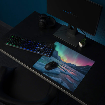 Vibrant aurora borealis large gaming mouse pad with non-slip base