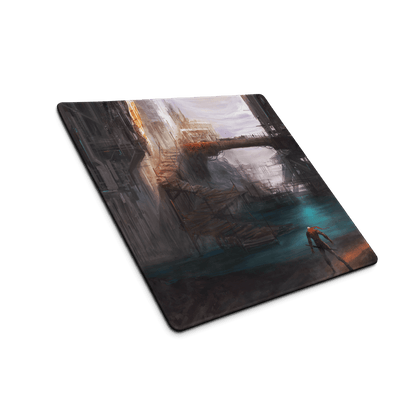 Epic sci-fi dystopian city art print on large gaming mouse pad