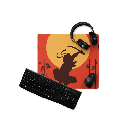Epic Samurai Sunset orange yellow ninja mouse pad large non-slip surface
