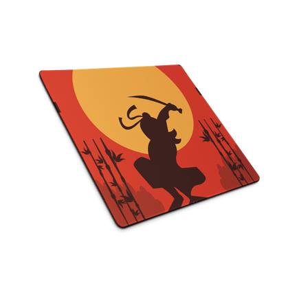 Epic Samurai Sunset red orange samurai silhouette mouse pad large