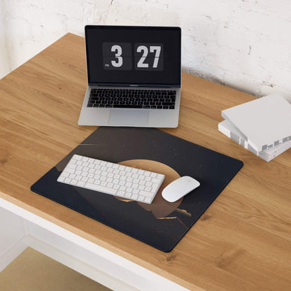 Black space planet stars rectangular gaming mouse pad with non-slip base