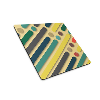Bold geometric color burst square gaming mouse pad with non-slip base