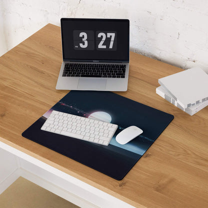 Black cosmic gaming mousepad with planet starry sky design