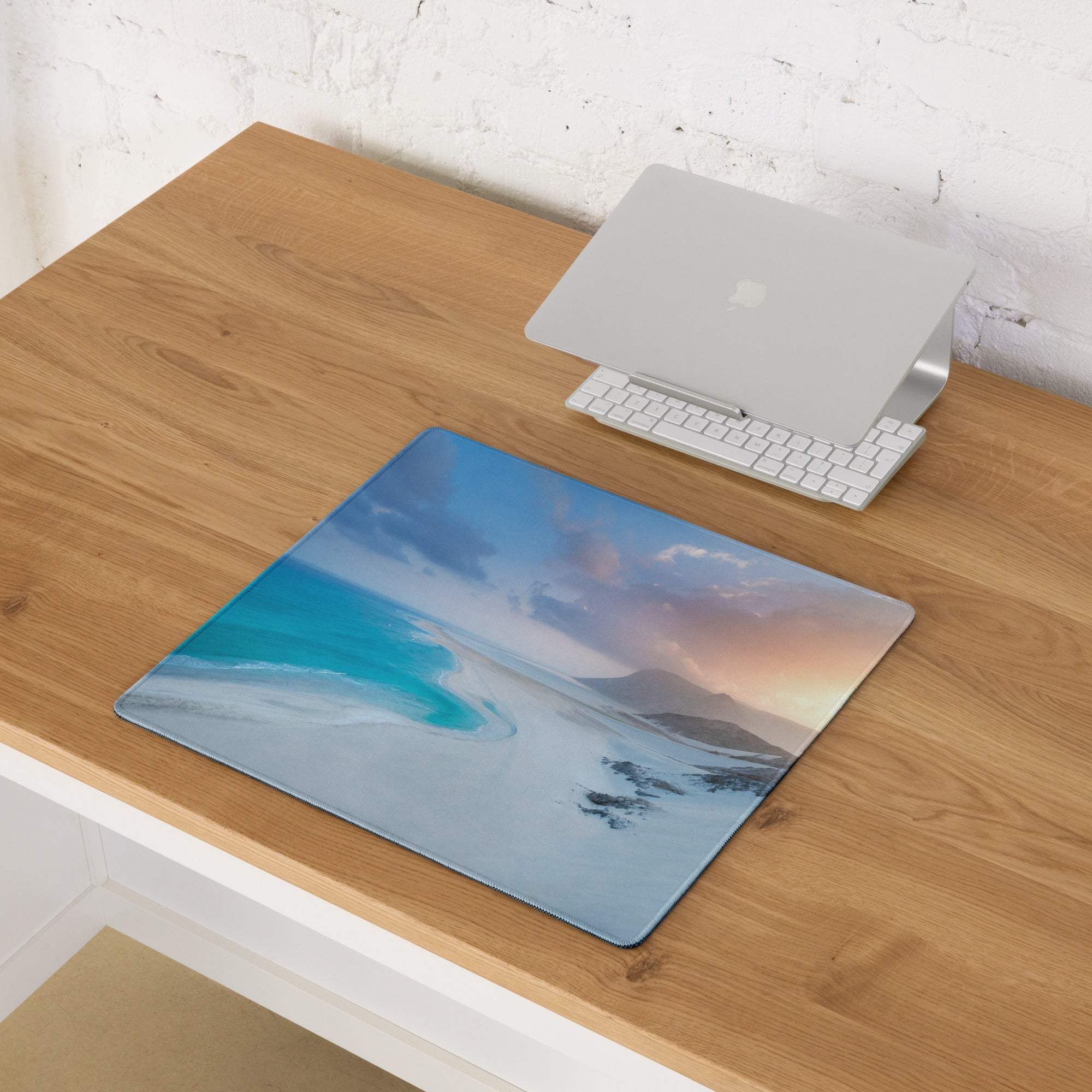 Coastal ocean blue sunset serenity gaming mouse pad with gradient ocean sky landscape