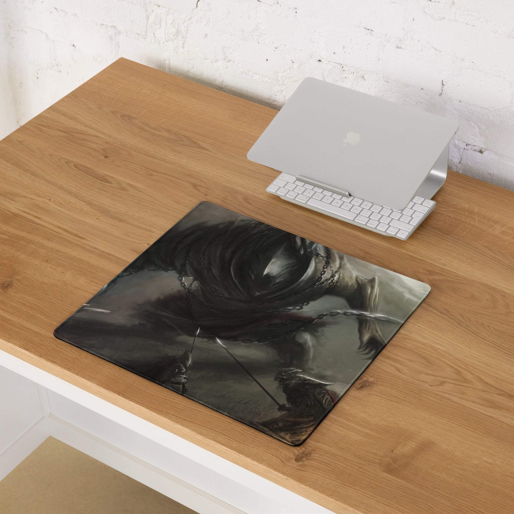Black and gray warrior in armor on Epic Dark Fantasy gaming mouse pad